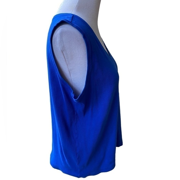 Chico's Sapphire Blue Sleeveless Ribbed Knit Style V Neck Tank Top Size 3 - Picture 3 of 11